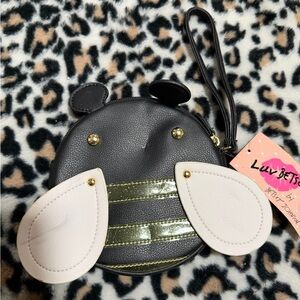 Betsey Johnson Black and Gold Bee Wristlet